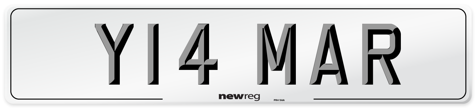 Y14 MAR Number Plate from New Reg